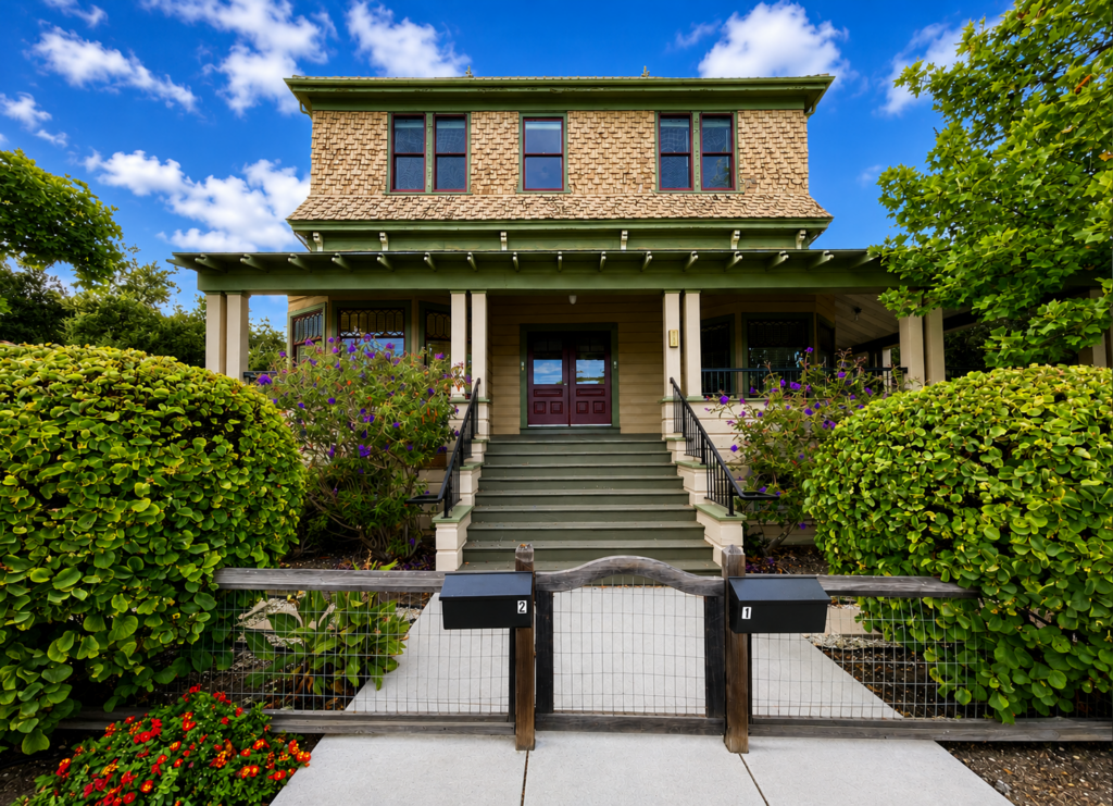 Historic Emmett House in Belmont California after being moved from Ralston Avenue to O'Neill Street